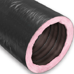 KP Insulated Flex Duct, 12"x25' Blk Vinyl R8 Bag